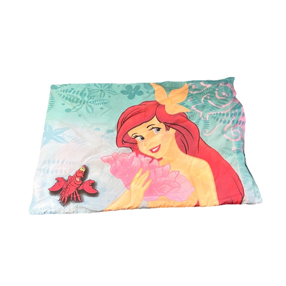 Vintage Disney The Little Mermaid Pillowcase Cover Ariel Flounder Standard